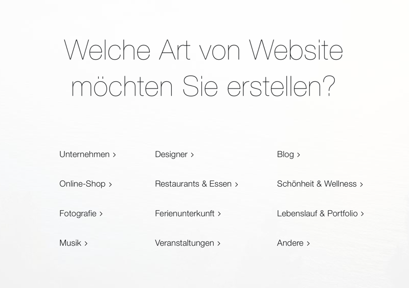 Wix Website erstellen - Art auswählen